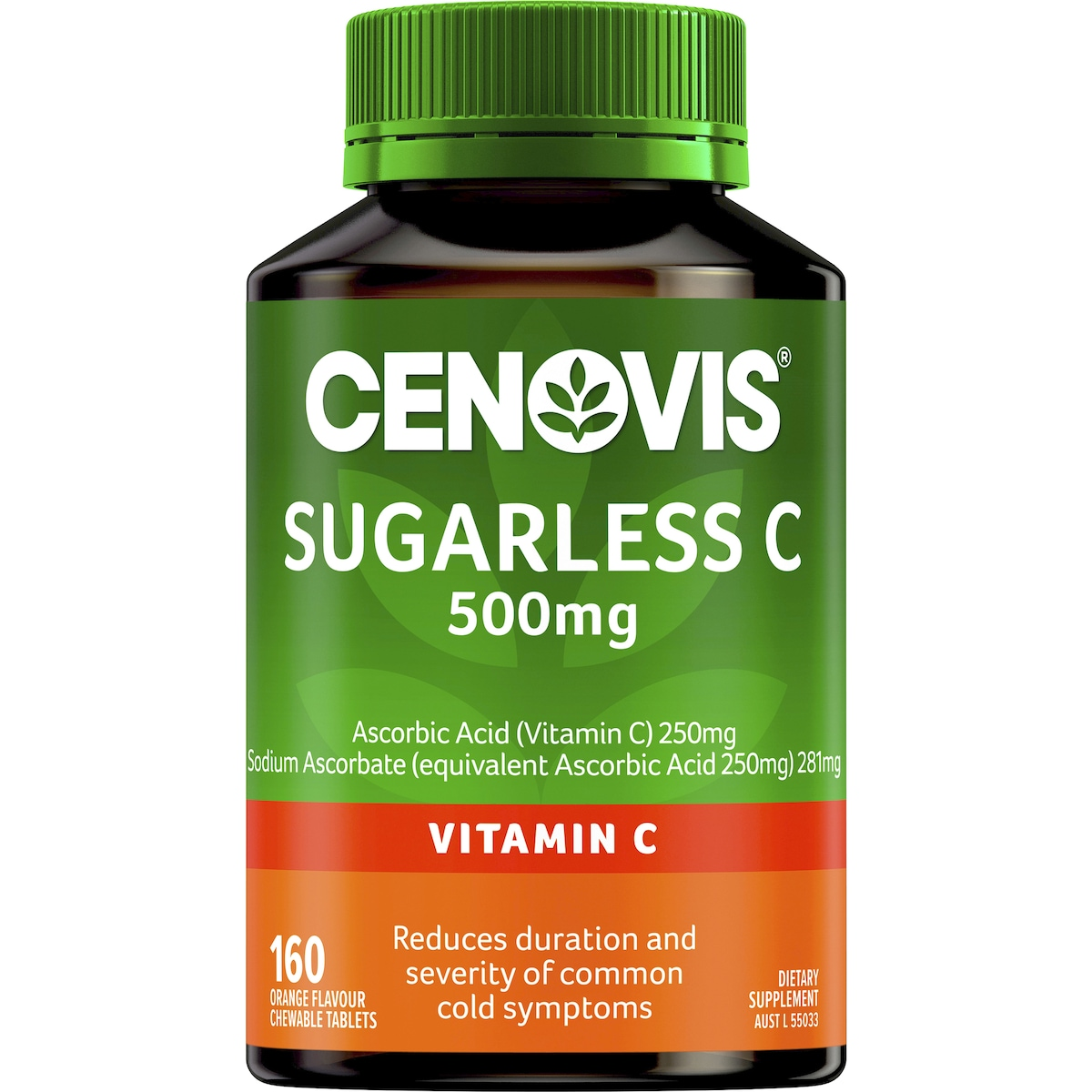 Cenovis Sugarless C 500mg 300 Orange Flavour Chewable Tablets