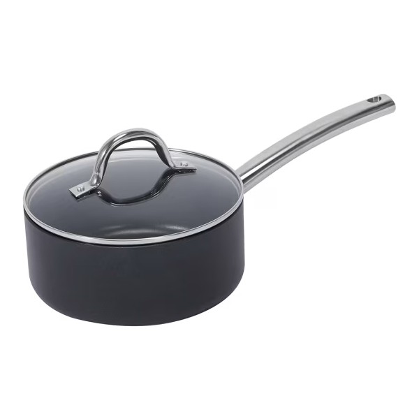 Anko Hard Anodised 20cm Non-Stick Aluminium Saucepan with Glass Lid