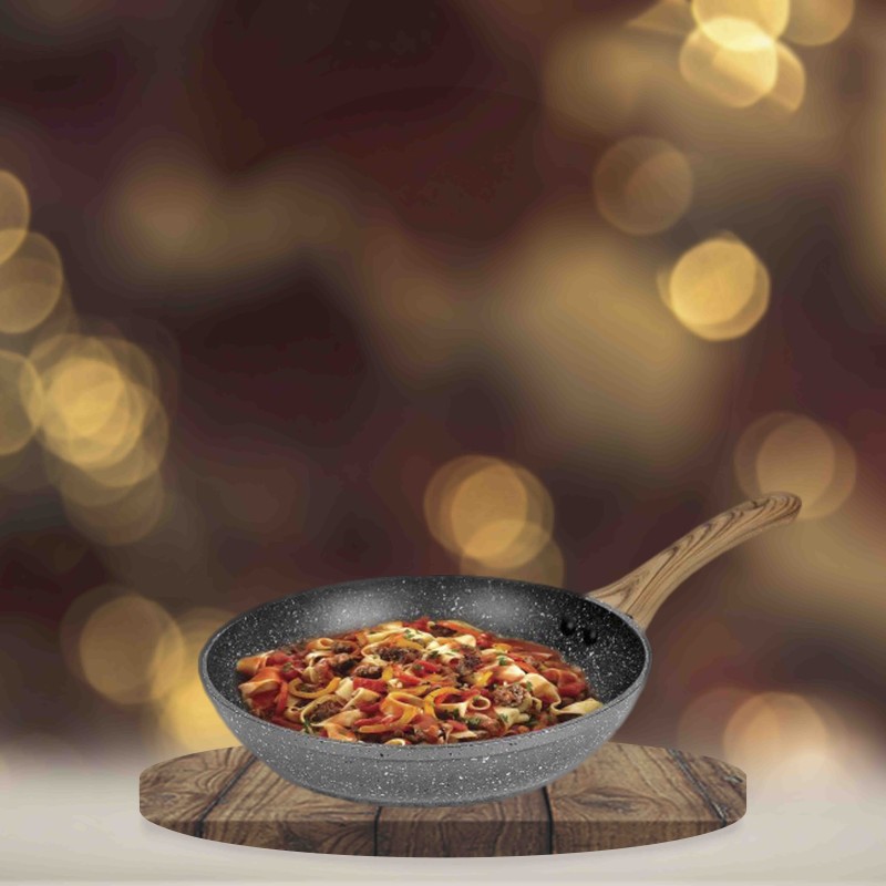 Anko 28cm Aluminium 4 Layer Non-Stick Frypan - Wood Look