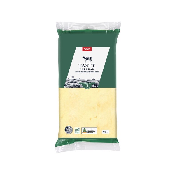 Coles Dairy Cheddar Tasty Cheese 1kg