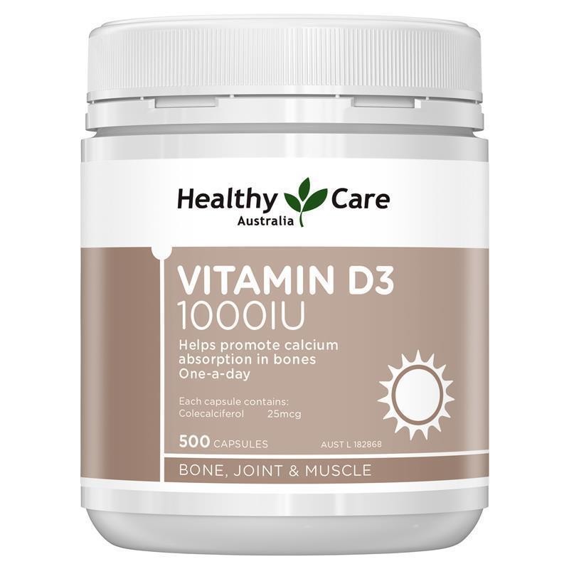 Healthy Care Vitamin D3 1000IU - 500 Capsules