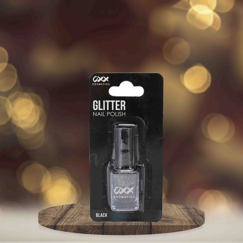 OXX Glitter Nail Polish-Black