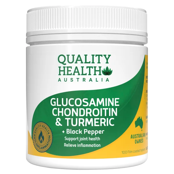 Quality Health Australia Glucosamine, Chondroitin & Turmeric + Black Pepper 100 Capsules