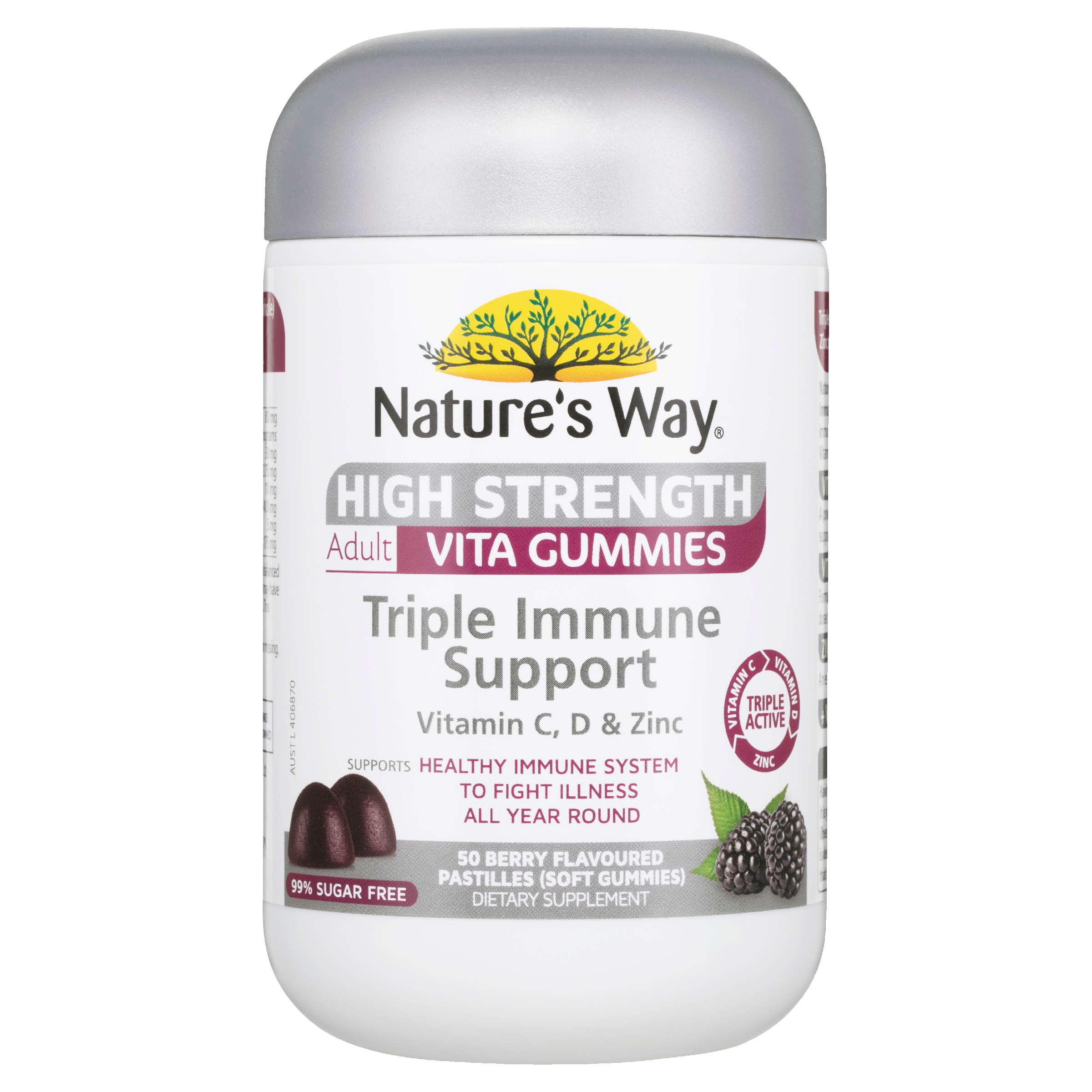 Nature's Way High Strength Adult Vita Gummies Triple Immune Support 50's