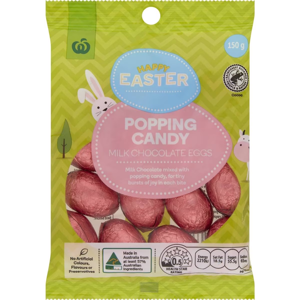 Woolworths Popping Candy Milk Chocolate Easter Eggs 150g