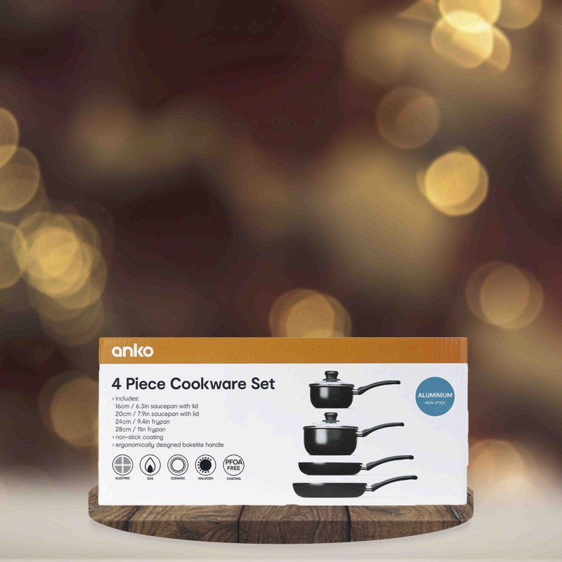 Anko 4-Piece Non-Stick Cookware Set