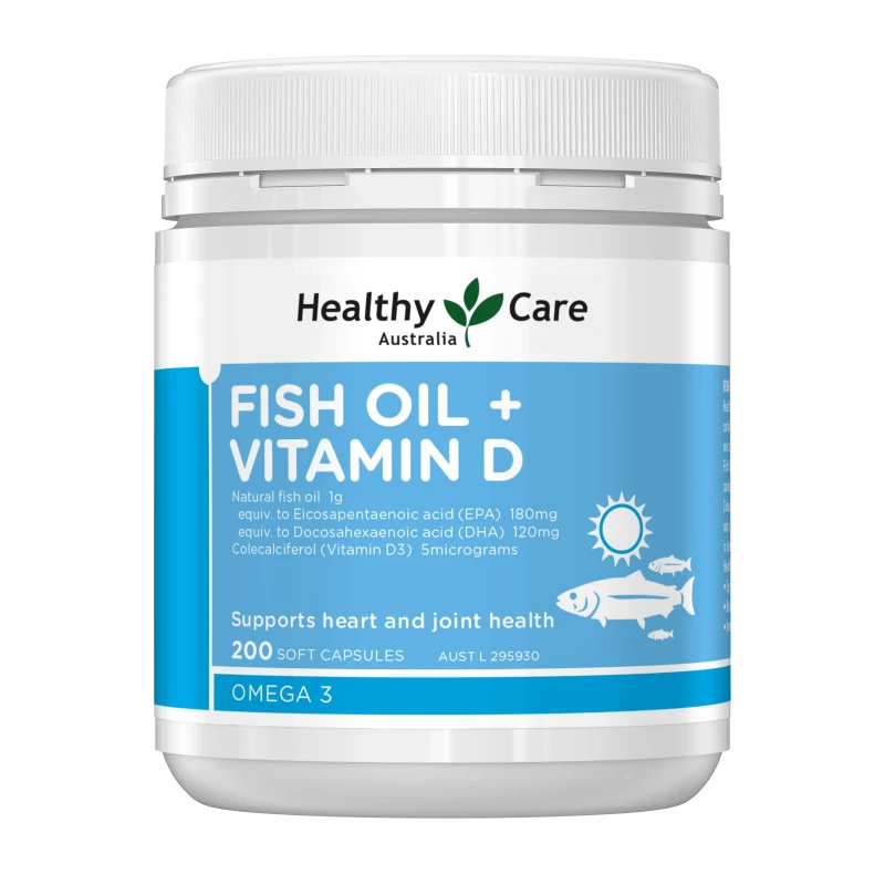 Healthy Care Fish Oil + Vitamin D - 200 Capsules