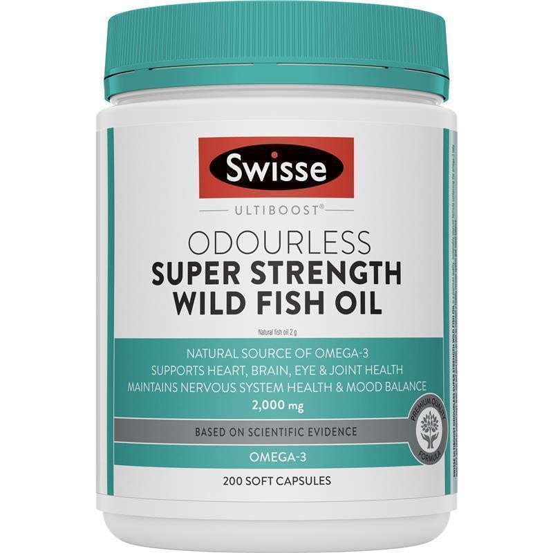 Swisse Odourless Super Strength Wild Fish Oil 2000mg 200 Capsules