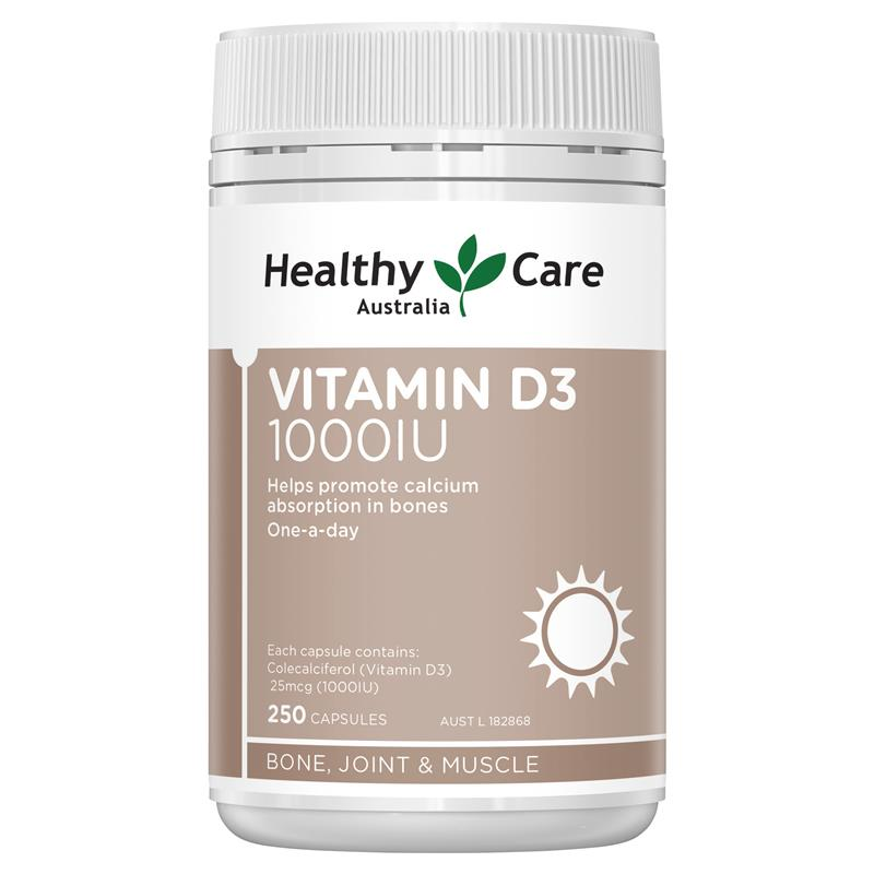 Healthy Care Vitamin D3 1000IU 250 softgel Capsules