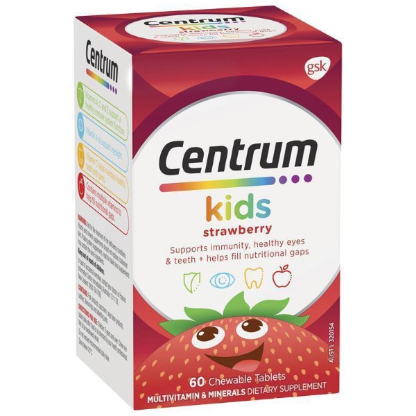Centrum Kids Multi Vitamin 60 Strawberry Tablets