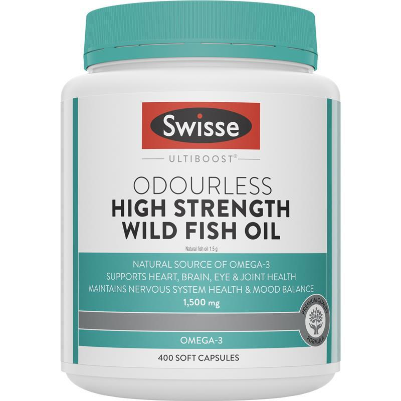 Swisse Ultiboost Odourless High Strength Wild Fish Oil 1500mg 400 Capsules