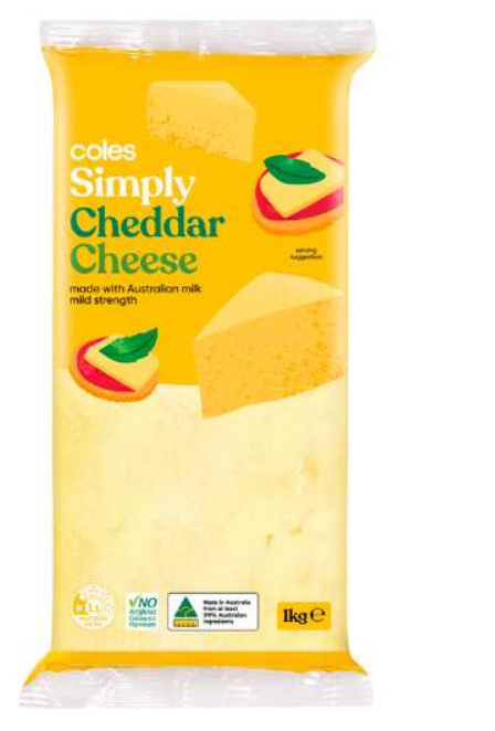 Coles Simply Cheddar Cheese Block | 1kg