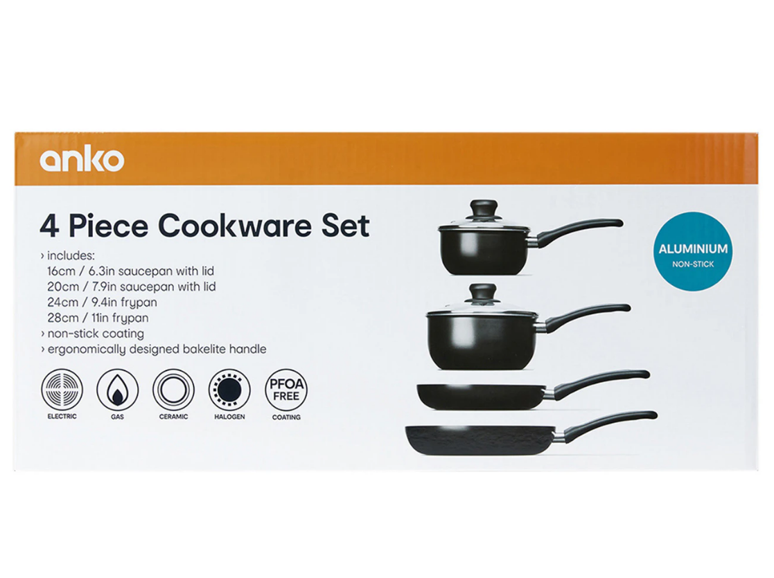 Anko 4-Piece Non-Stick Cookware Set