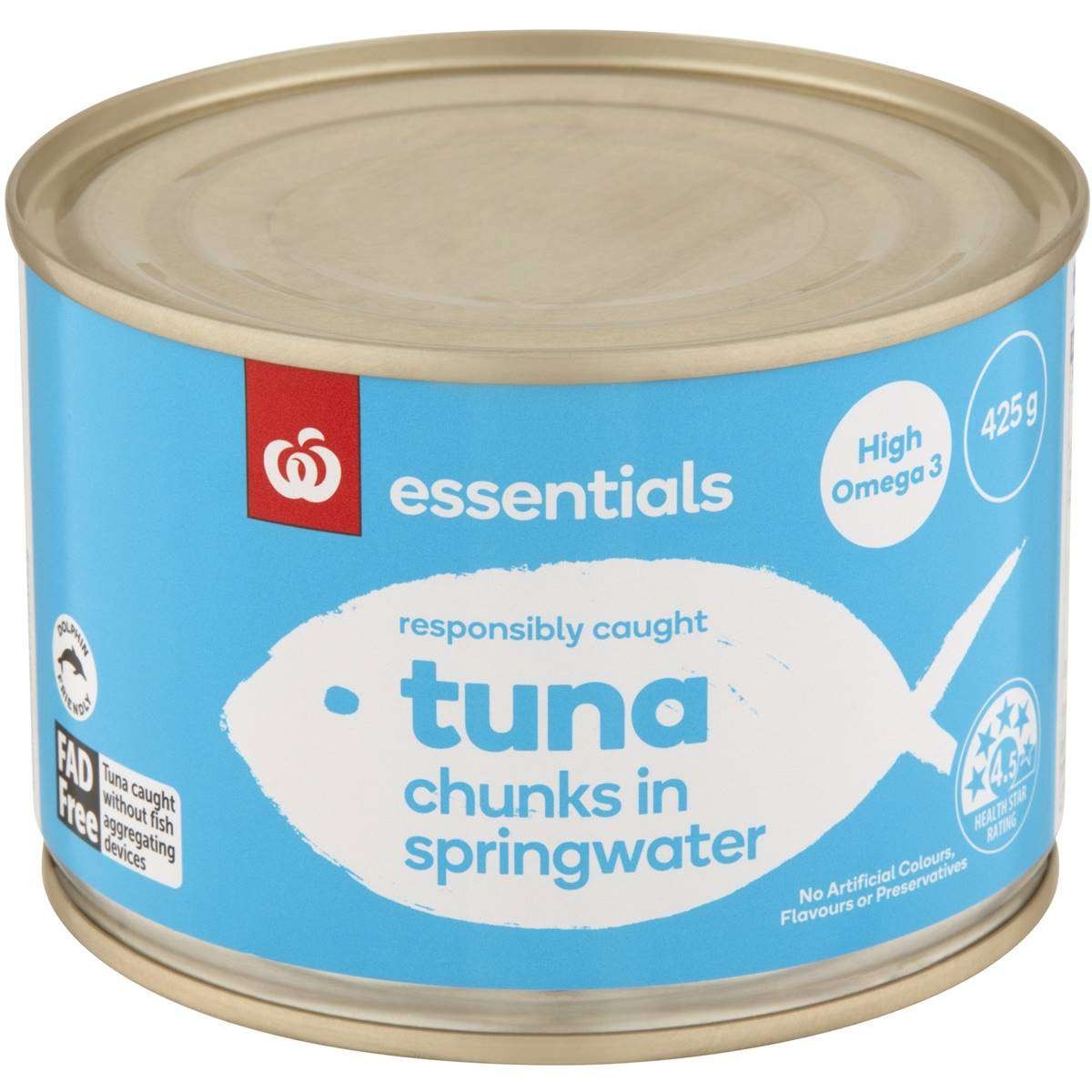 Woolworths Tuna chunk Springwater 425g