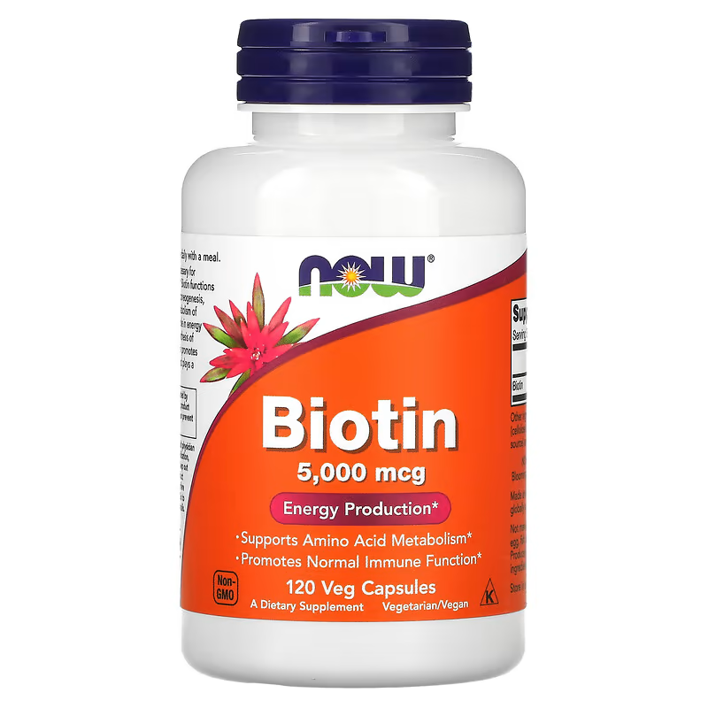 NOW Biotin 5000 mcg 120 Veg Capsules