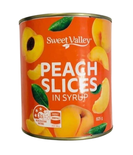 sweet valley australia peach slices in syrup 825g
