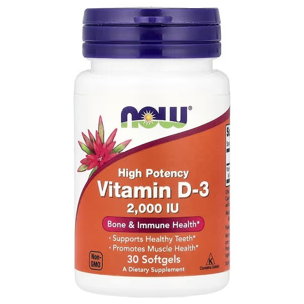 NOW Foods, Vitamin D-3, 2,000 IU, 30 Softgels