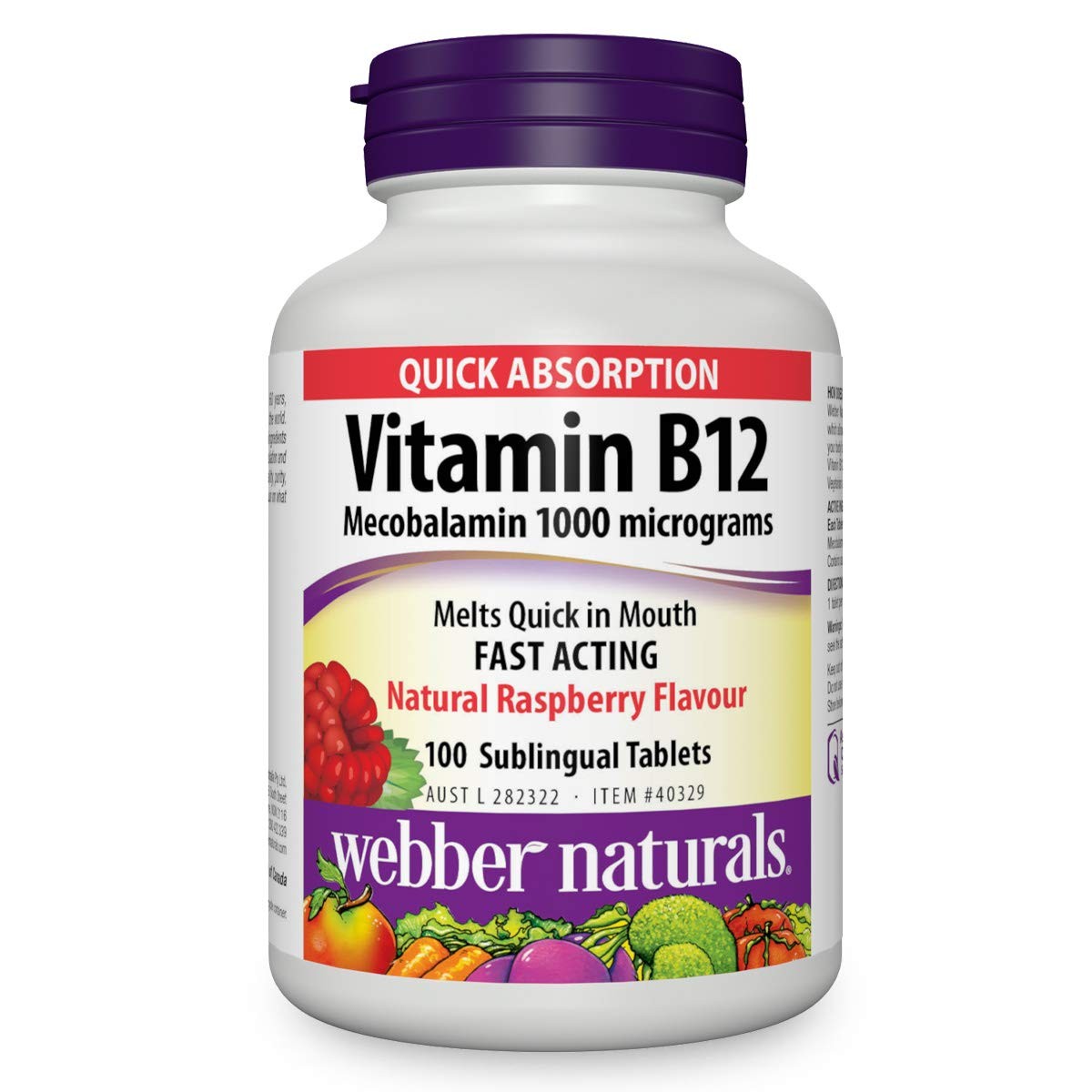 Webber Natural B12 Rasberry 100tab