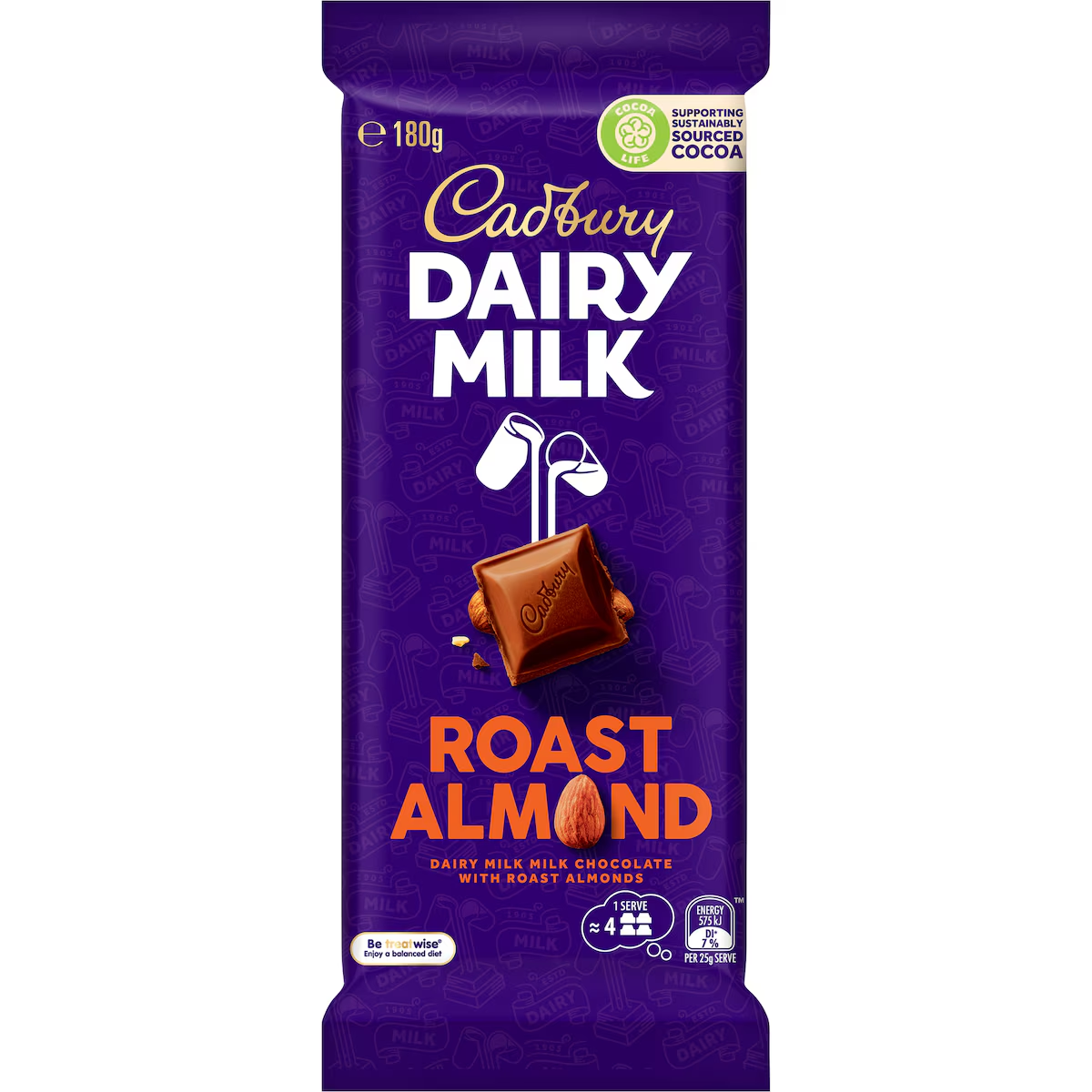 Cadbury Dairy Milk Roast Almond Chocolate Block 180g