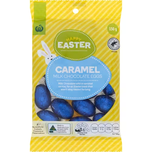 Woolworths Happy Easter Caramel Milk Chocolate Easter Eggs 150g