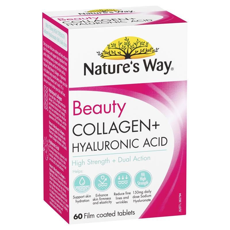 Natures Way Beauty Collagen + Hyaluronic Acid 60 Tablets