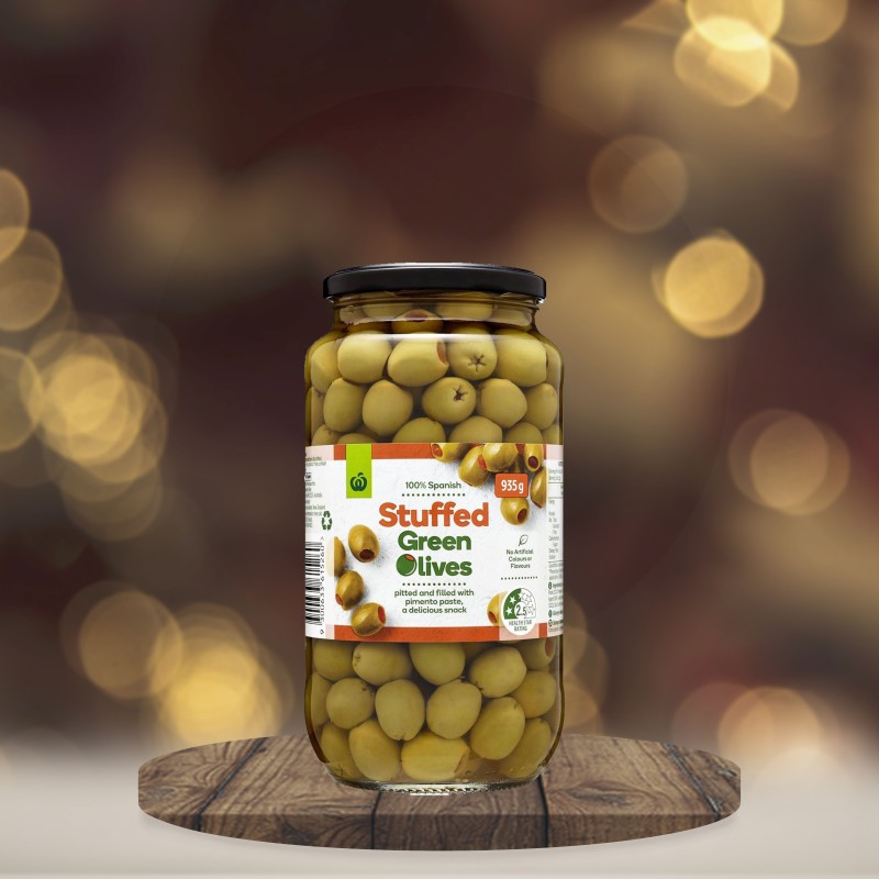 Woolworths Green Stuffed Olives 935g