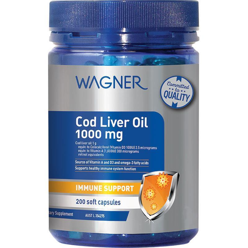Wagner Cod Liver Oil 1000mg 200 Soft Gels